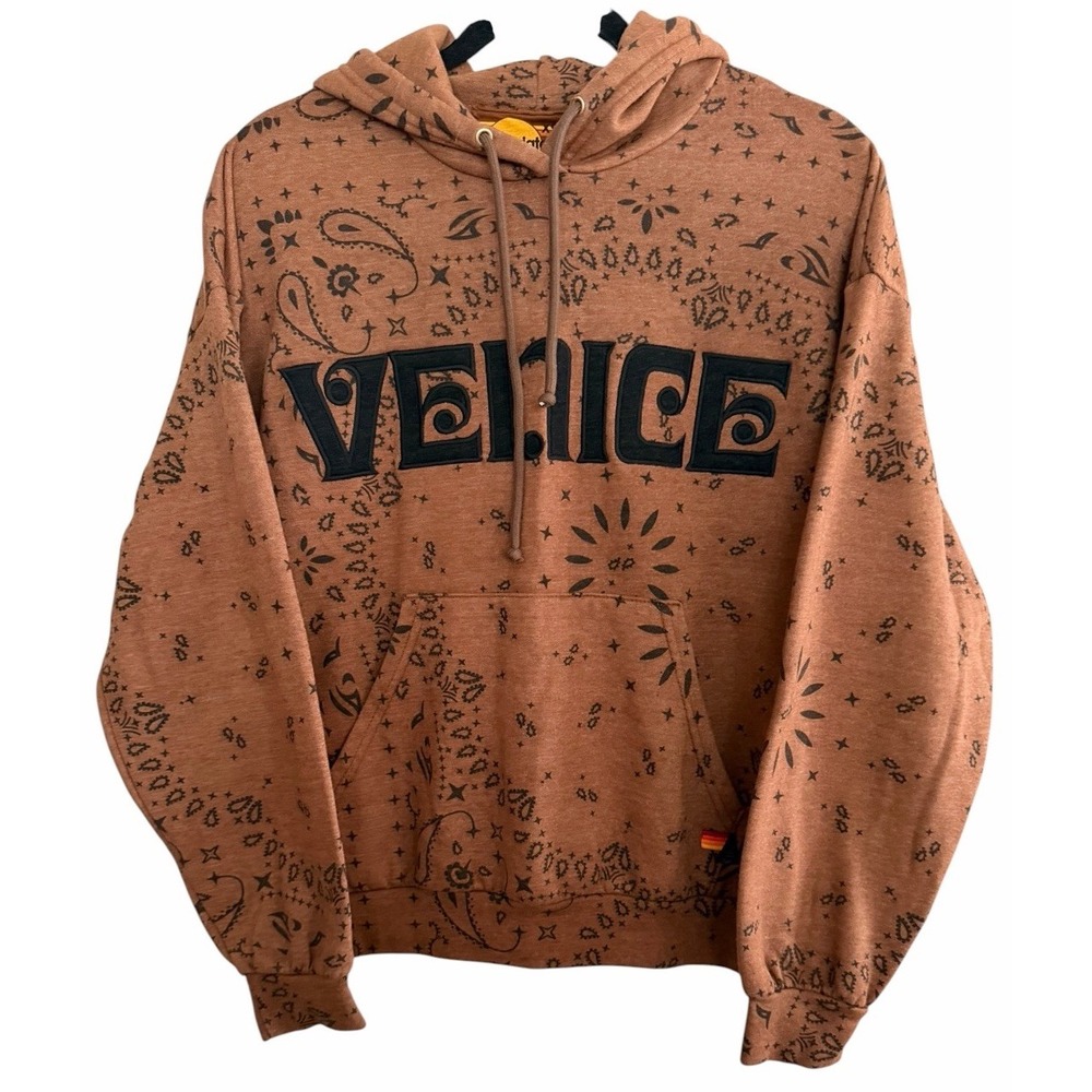 Aviator Nation Bandana Venice Relaxed Pullover Hoodie Cinnamon Size XS